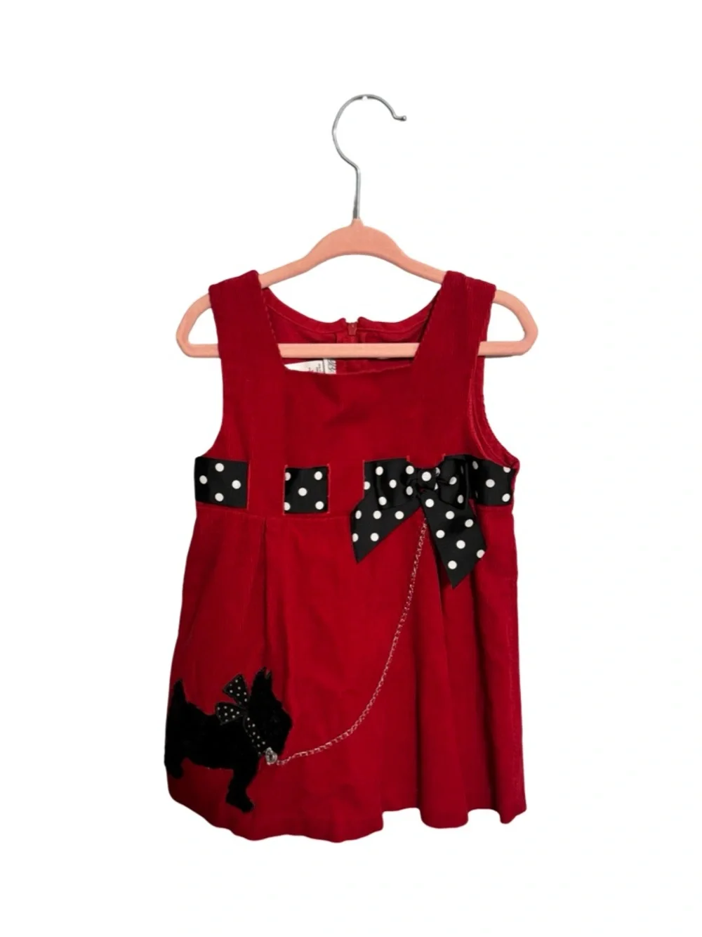 Bonnie Jean Red Corduroy Scottie Dog Dress Girls 2T Holiday Christmas